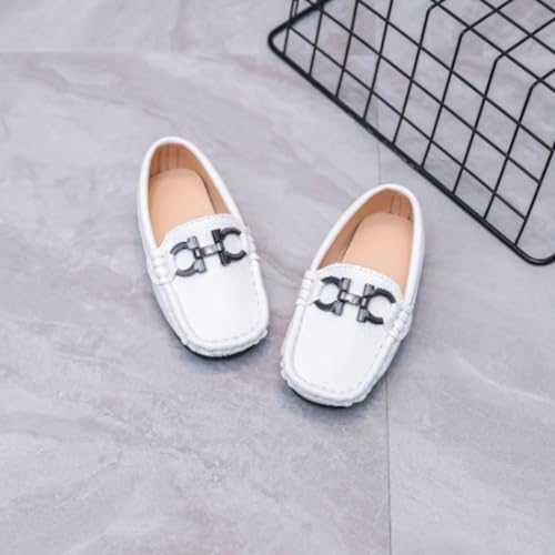 Boys' Leather Loafers with Soft Sole and Metallic Accent