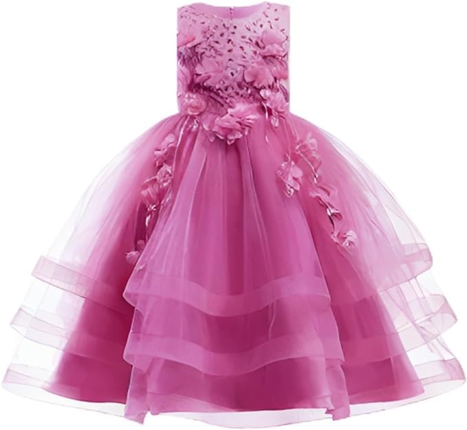 Girls' Floral Lace Tiered Dress