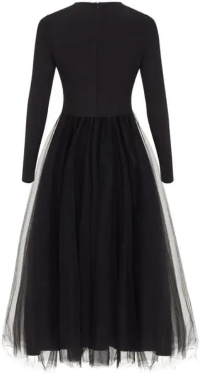 Long Party Dress with Long Sleeves for Women Tea Lenght Dress Elegant Occasion