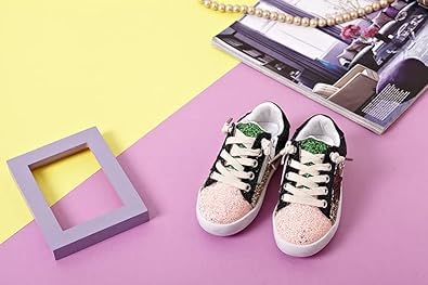 Girls Glitter Sneakers Chic Style Shiny Stars - Back to School Shoes - S0038