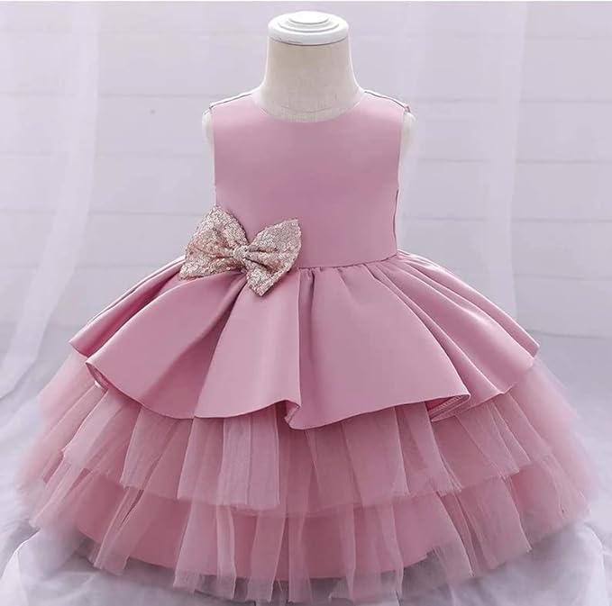 Satin dress and tulle skirt - Fall dresses for girls' birthdays - G0110