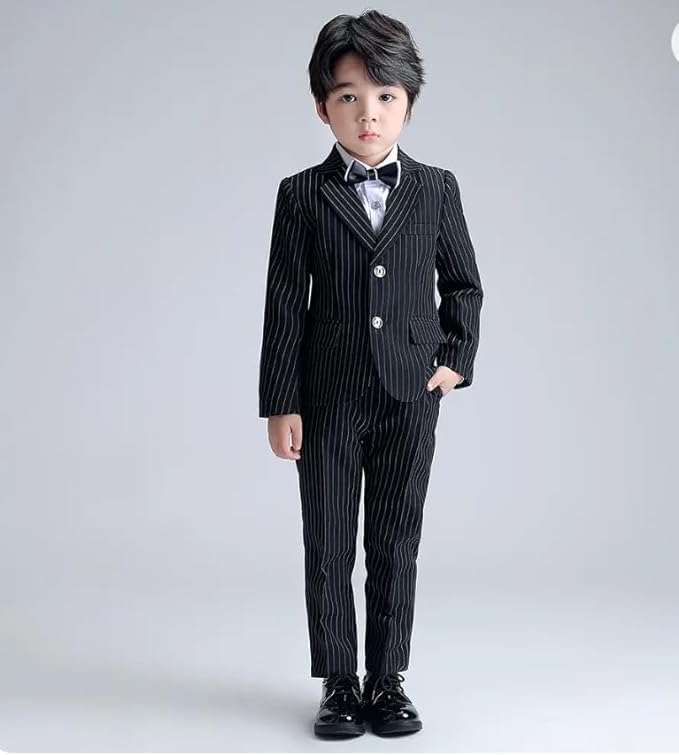 Boys' Pinstripe Suit with Bow Tie - B0021