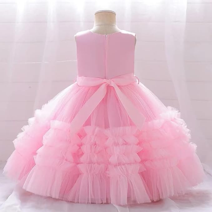 Satin Princess Dress with Ruffle Tulle Skirt for Girls - G0113