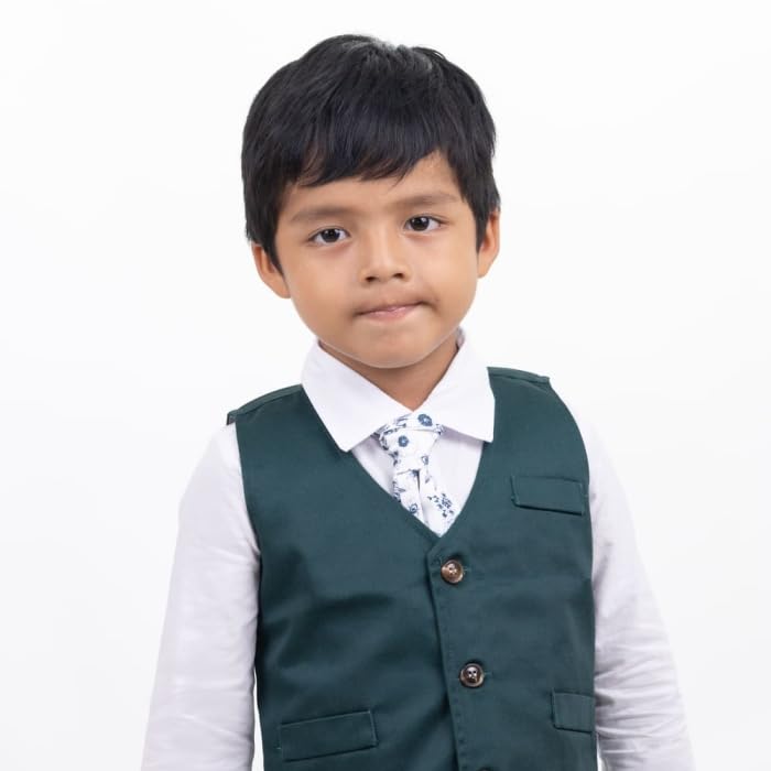 Toddler Boys Christmas Outfit Formal Suit Long Sleeve Shirt + Pants + Vest + Tie - B0029