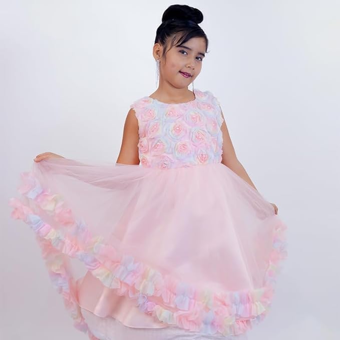 Tulle princess dress for girls in rainbow colours - G0130