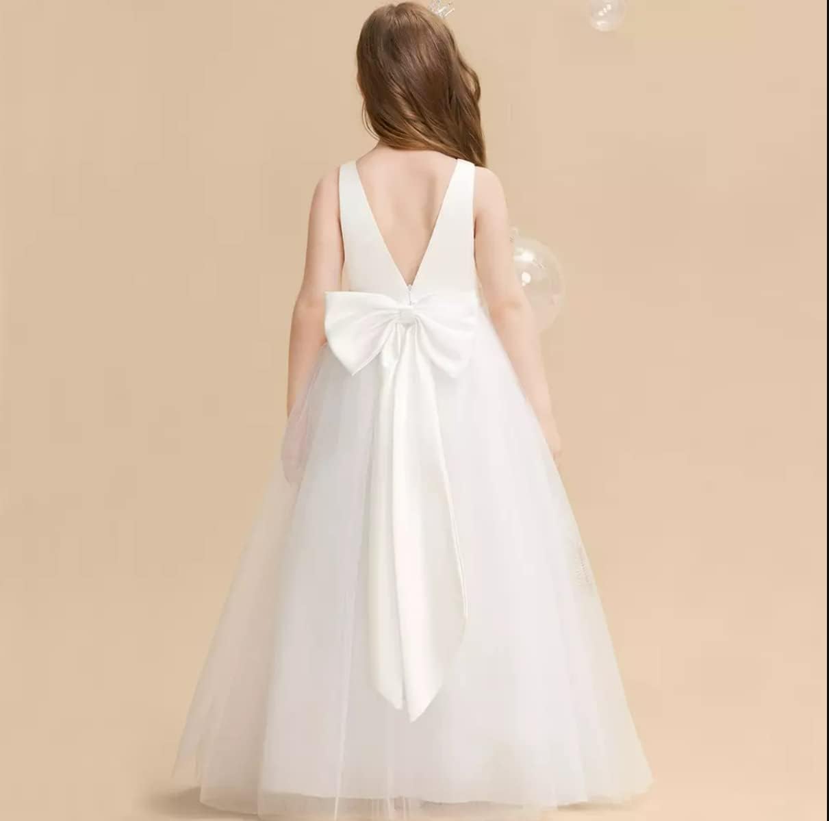 Tulle Bridesmaid Dress Girl Ball Gown with Bow - G0127