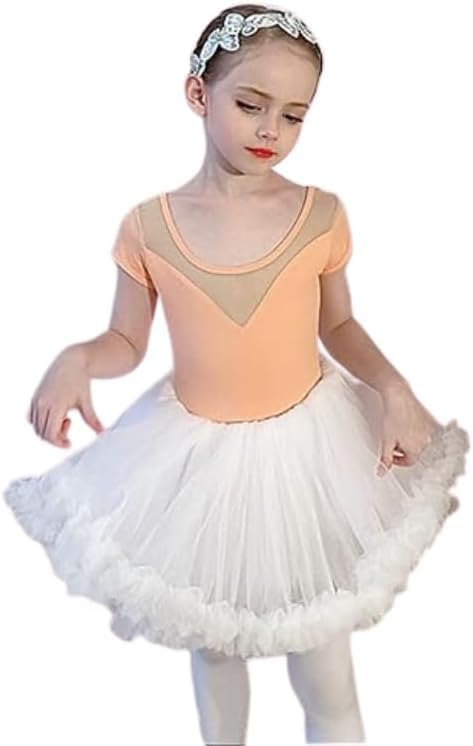 Girls Ballet Tutu Dress +Tulle Skirt Short Sleeves - G0058