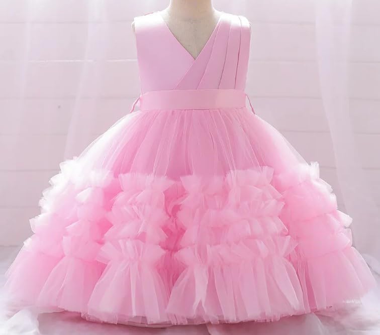 Satin Princess Dress with Ruffle Tulle Skirt for Girls - G0113