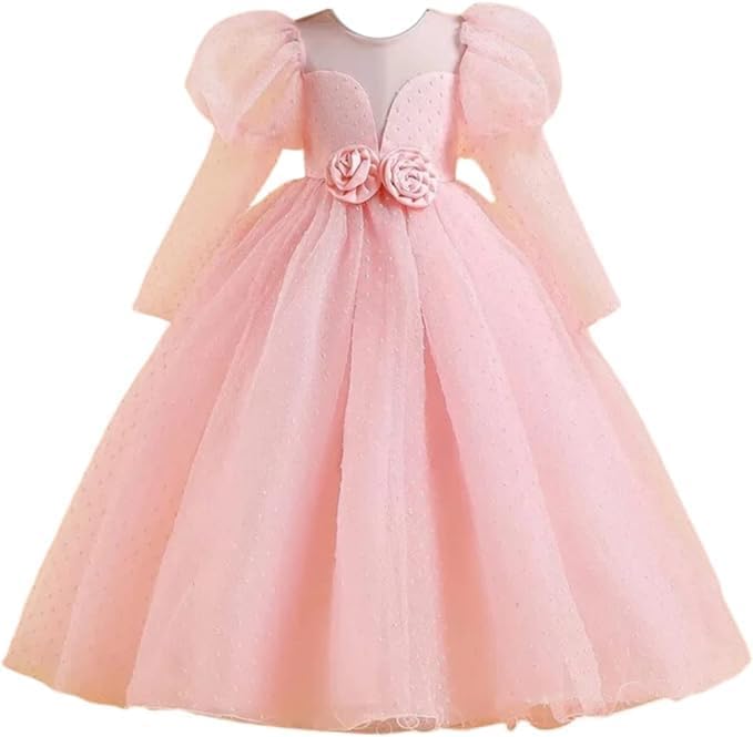 Princess Dress Long Sleeve Puffed Shoulders for Girls - G0098