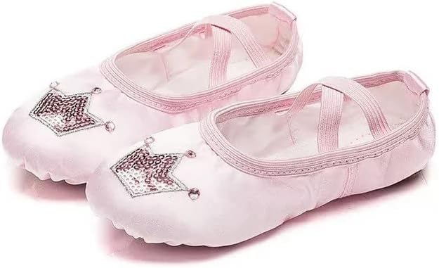Ballet Dance Shoes for Girls Split Sole Embroidered Crown Design - S0014