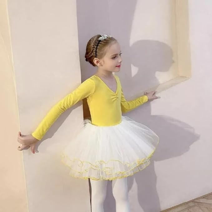 Girls Ballet Leotards Tulle Skirt Long Sleeves - G0057