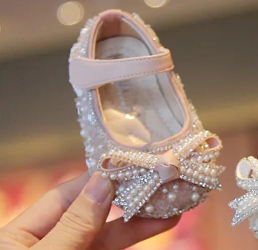 Baby Girls Mary Jane Flats New Born Dress Shoes Pearl & Crystal - S0011