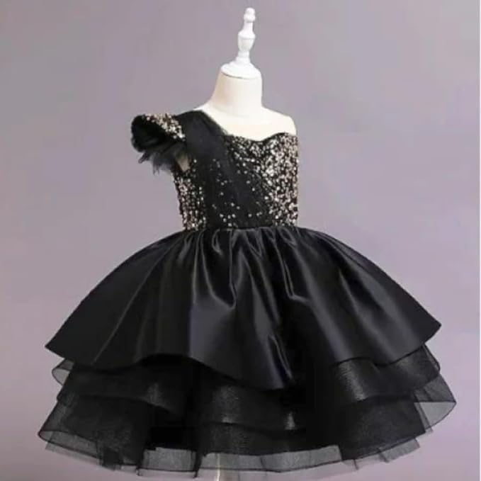 Elegant one-Shoulder Sequined Dress for Girls - G0028