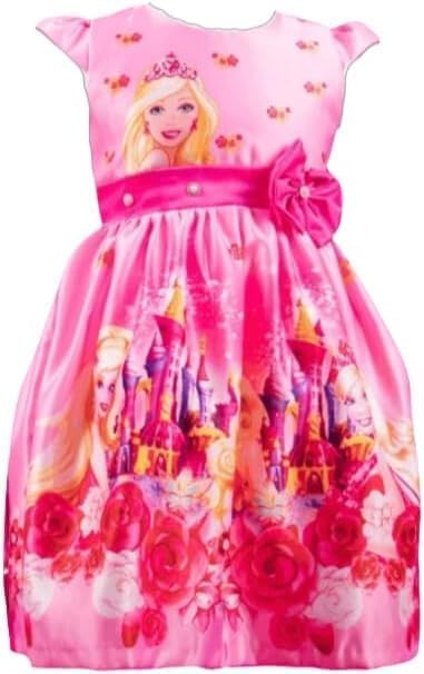 Pink Barbie Print Dress for Babies and Toddlers - G0094