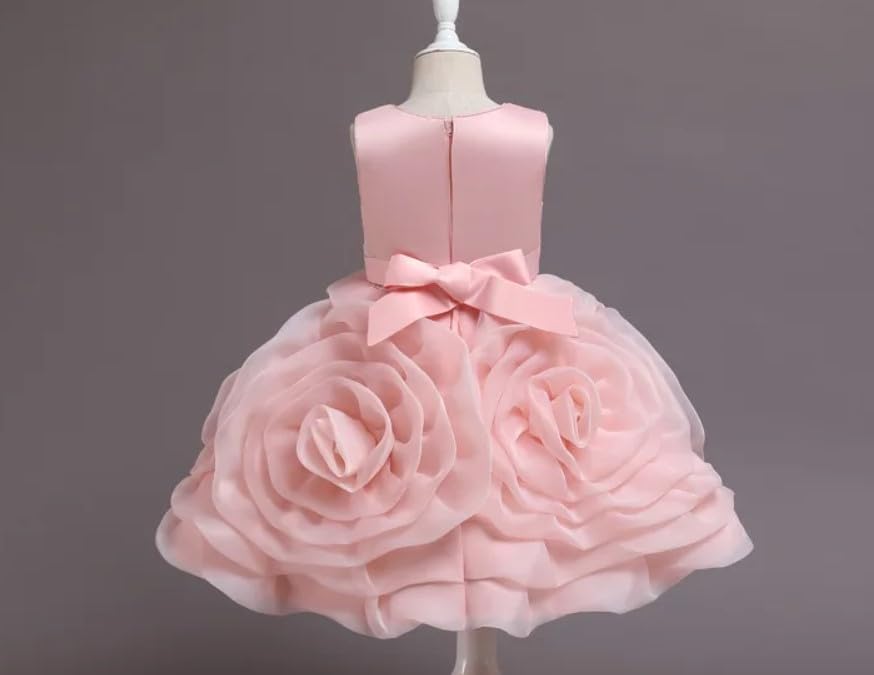 Special Occasion Dress with Rose-Shaped Skirt and Beaded Embroidery - G0122