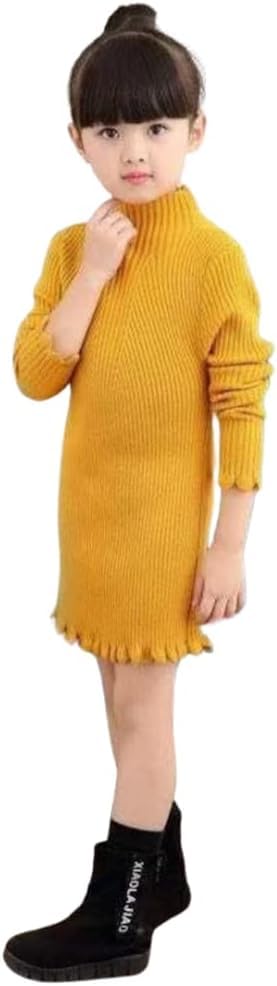 Girls' Knitted Sweater Dress with Long Sleeves - G0067