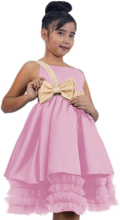 Satin Flower Girl Dress with Bow - Fall dresses for girls - G0112