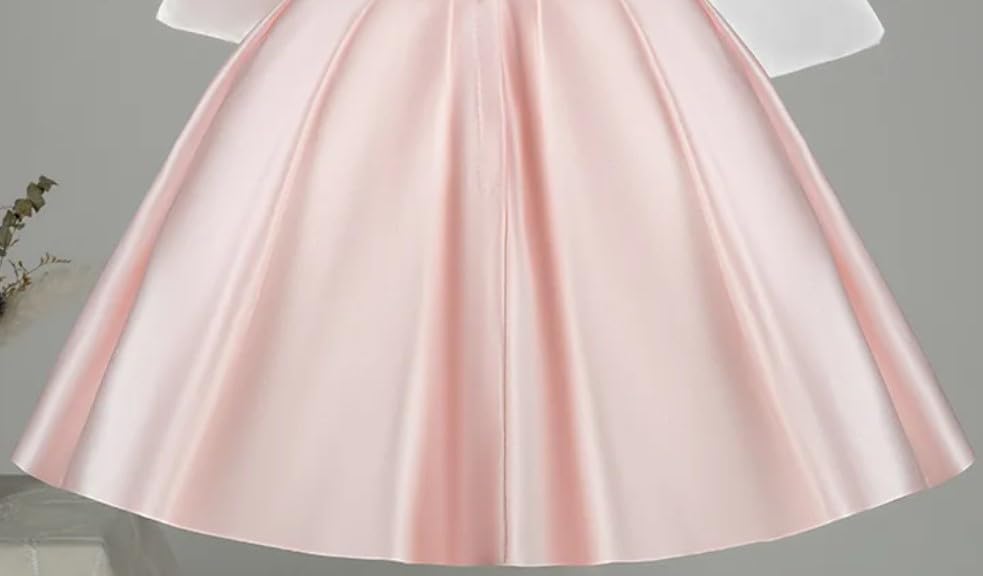 Girl's Satin Dress with Large Flower on The Chest - G0051