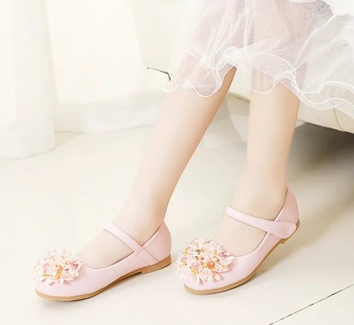 Girls Dress Shoes Mary Jane Flat with Rhinestone - S0034