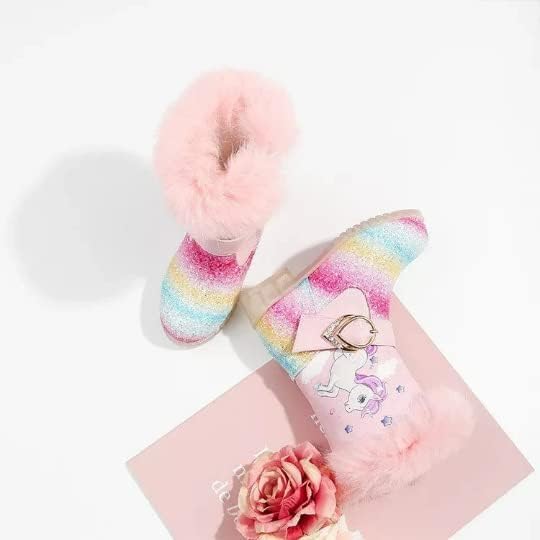 Winter unicorn ankle high boots for girls