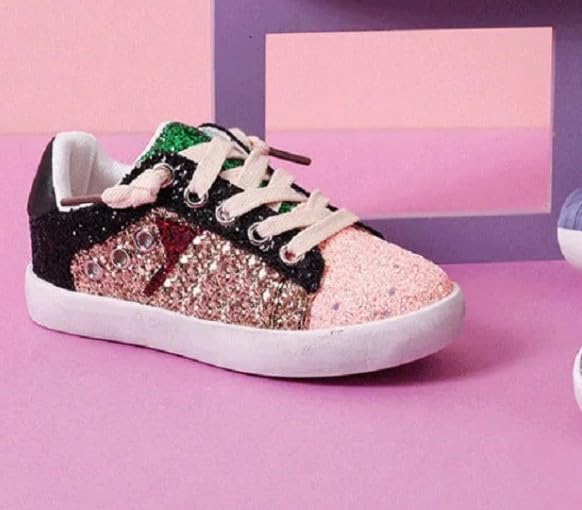 Girls Glitter Sneakers Chic Style Shiny Stars - Back to School Shoes - S0038
