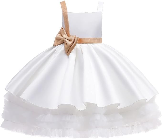 Satin Flower Girl Dress with Bow - Fall dresses for girls - G0112