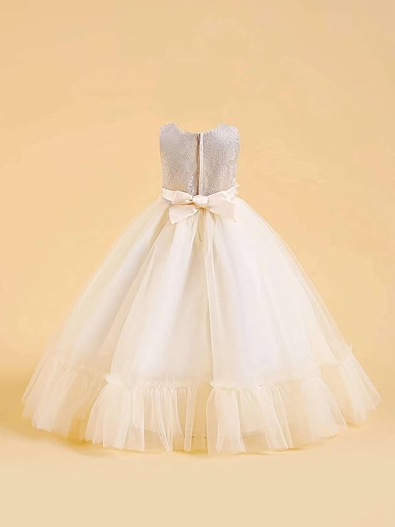 Girl Dresses Wedding Bridesmaid Chiffon Floral Maxi Princess Pageant - G0037