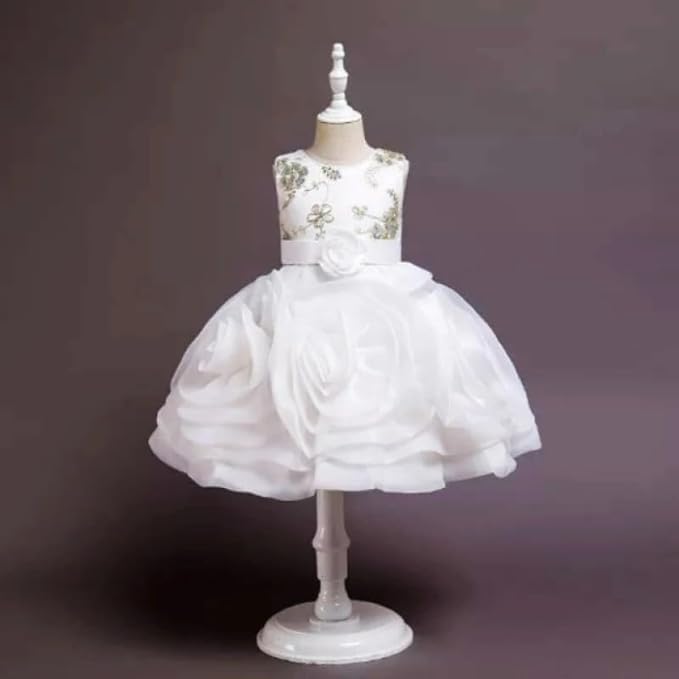 Special Occasion Dress with Rose-Shaped Skirt and Beaded Embroidery - G0122