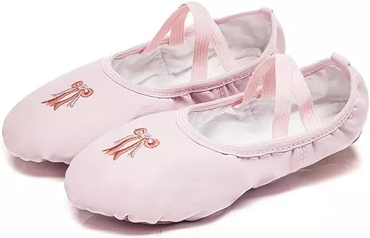 Ballet Dance Shoes for Girls Split Sole Embroidered Bow Design - S0013