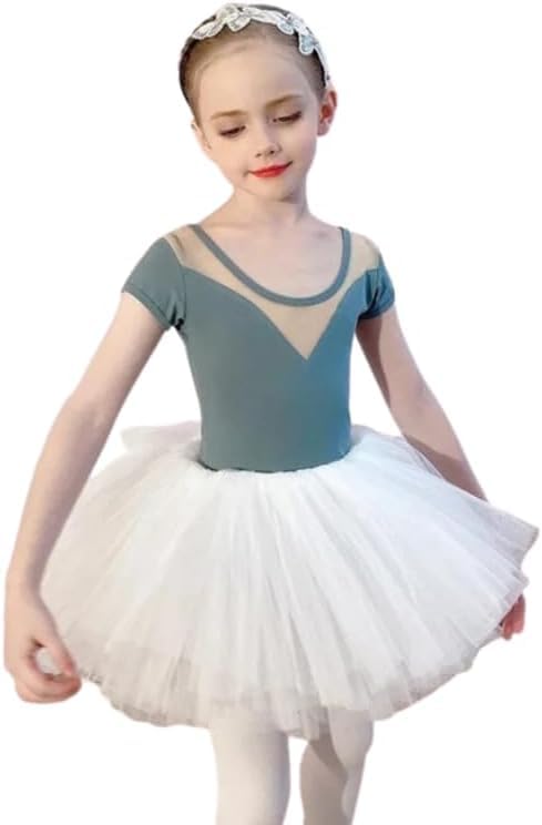Girls Ballet Tutu Dress +Tulle Skirt Short Sleeves - G0058