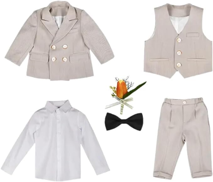 Boys' Double-Breasted Suit with Bow Tie - B0018