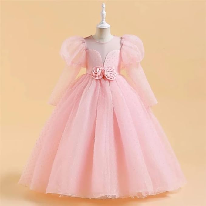 Princess Dress Long Sleeve Puffed Shoulders for Girls - G0098