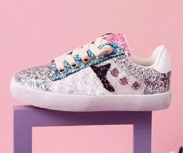Girls Glitter Sneakers Chic Style Shiny Stars - Back to School Shoes - S0038
