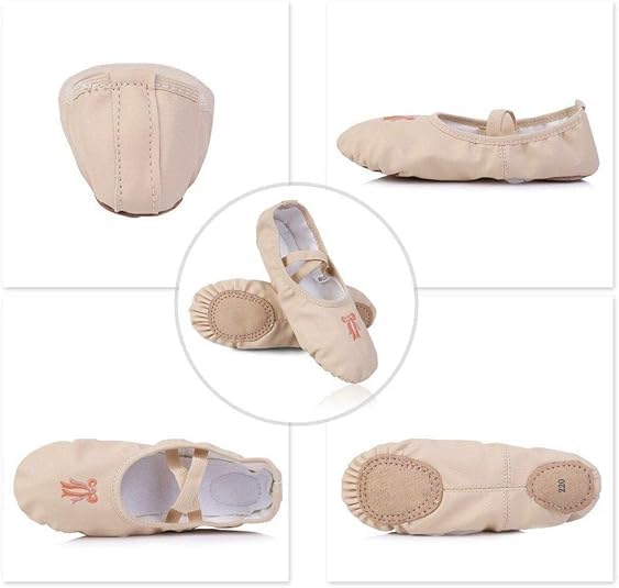 Ballet Dance Shoes for Girls Split Sole Embroidered Bow Design - S0013
