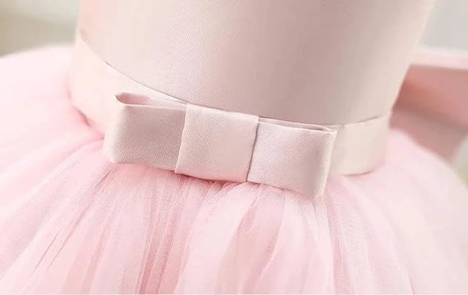 Girls Satin Princess Dress with Pearls and Love Shape Back - G0062