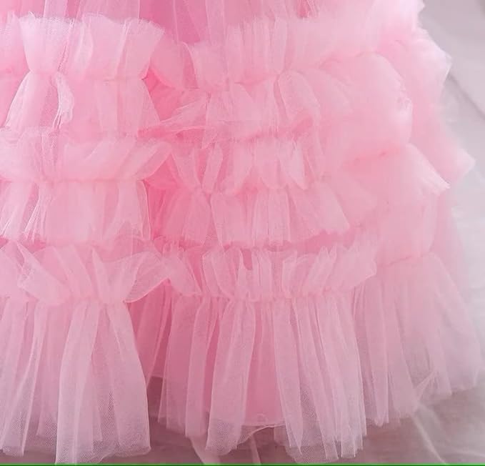Satin Princess Dress with Ruffle Tulle Skirt for Girls - G0113