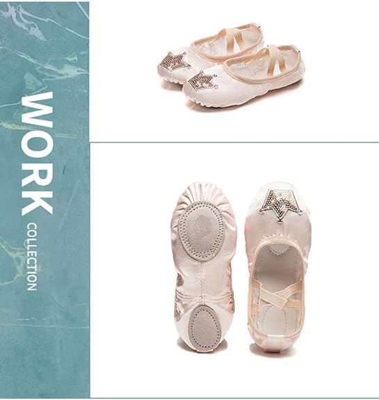 Ballet Dance Shoes for Girls Split Sole Embroidered Crown Design - S0014