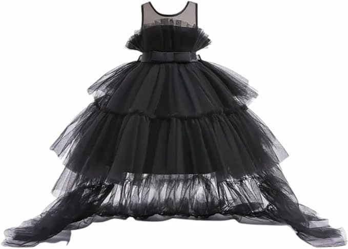 Puffy Tulle Dress with Detachable Train Girl Party Birthday