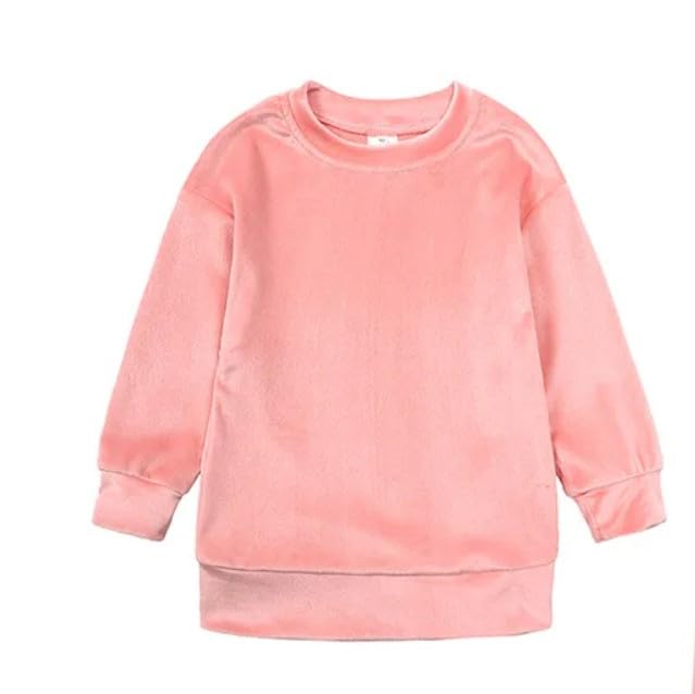 Little Girls Velour Sweatsuit 2pcs Round Neck Sweatshirt + Sweatpants Pullover Jogger Outfit Set - G0001