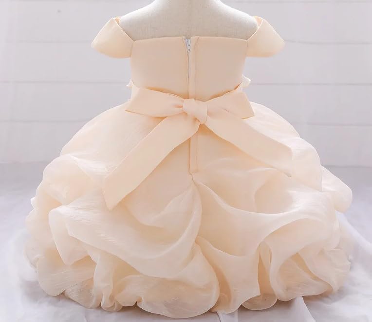 Birthday Dress for Little Girl, Short Sleeve Silk Dress - G0017