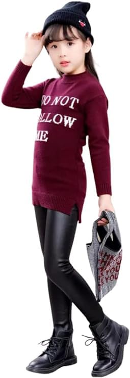 Girls' Winter Faux Leather Leggings - G0076