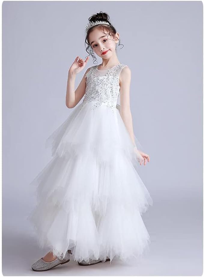 Long Dress with Layered Tulle Skirt and Embroidered Chest - G0085