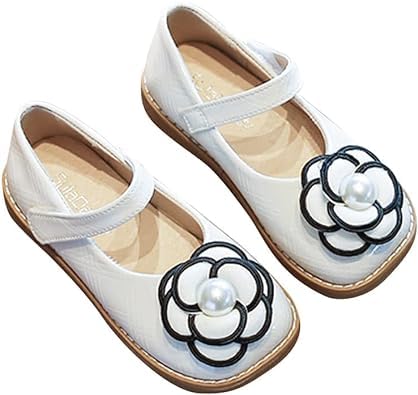 PU leather shoes for girls mary jane style with a flower - S0061