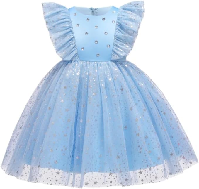 Princess Dress Girls Sequin Tutu Lace Mesh Wedding Birthday Party - G0097