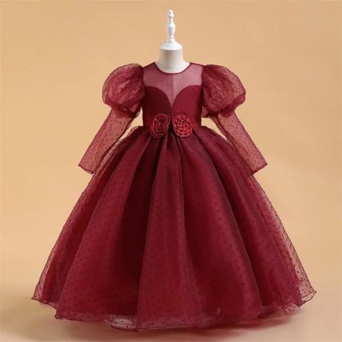 Princess Dress Long Sleeve Puffed Shoulders for Girls - G0098