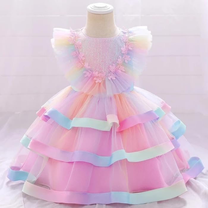 Little Girls Birthday Party Mermaid Dress Layered Skirt Tulle Dress - G0084