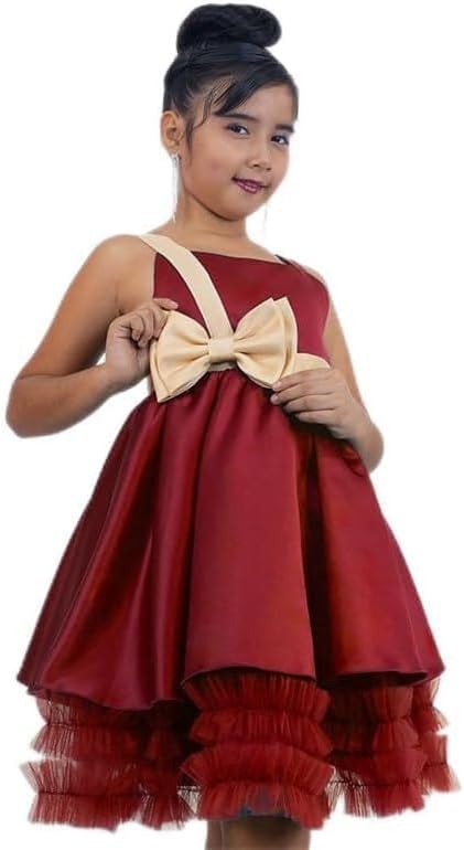 Satin Flower Girl Dress with Bow - Fall dresses for girls - G0112