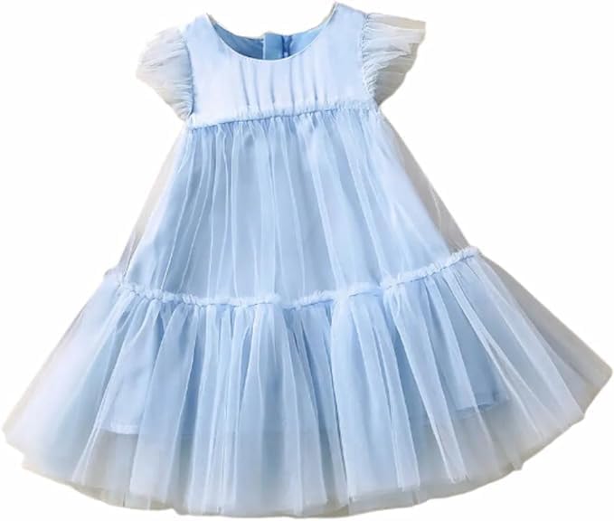 Romantic Light Blue Tulle Dress for Girls - G0106