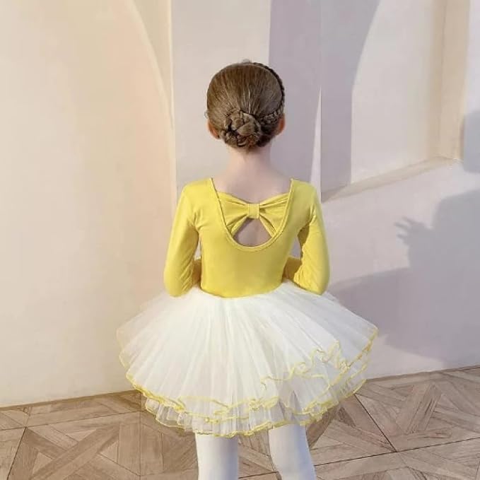 Girls Ballet Leotards Tulle Skirt Long Sleeves - G0057