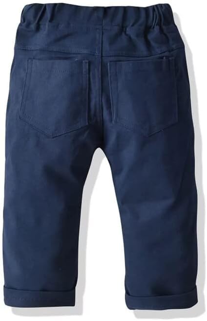 Toddlers Boys Long Plaid Sleeve Shirt + Jeans + Suspenders & Bow Tie - B0032